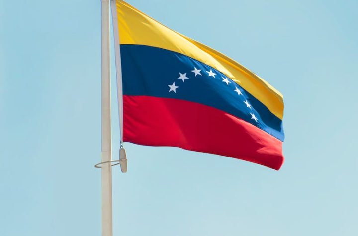 The Flag of Venezuela on a Flag Pole