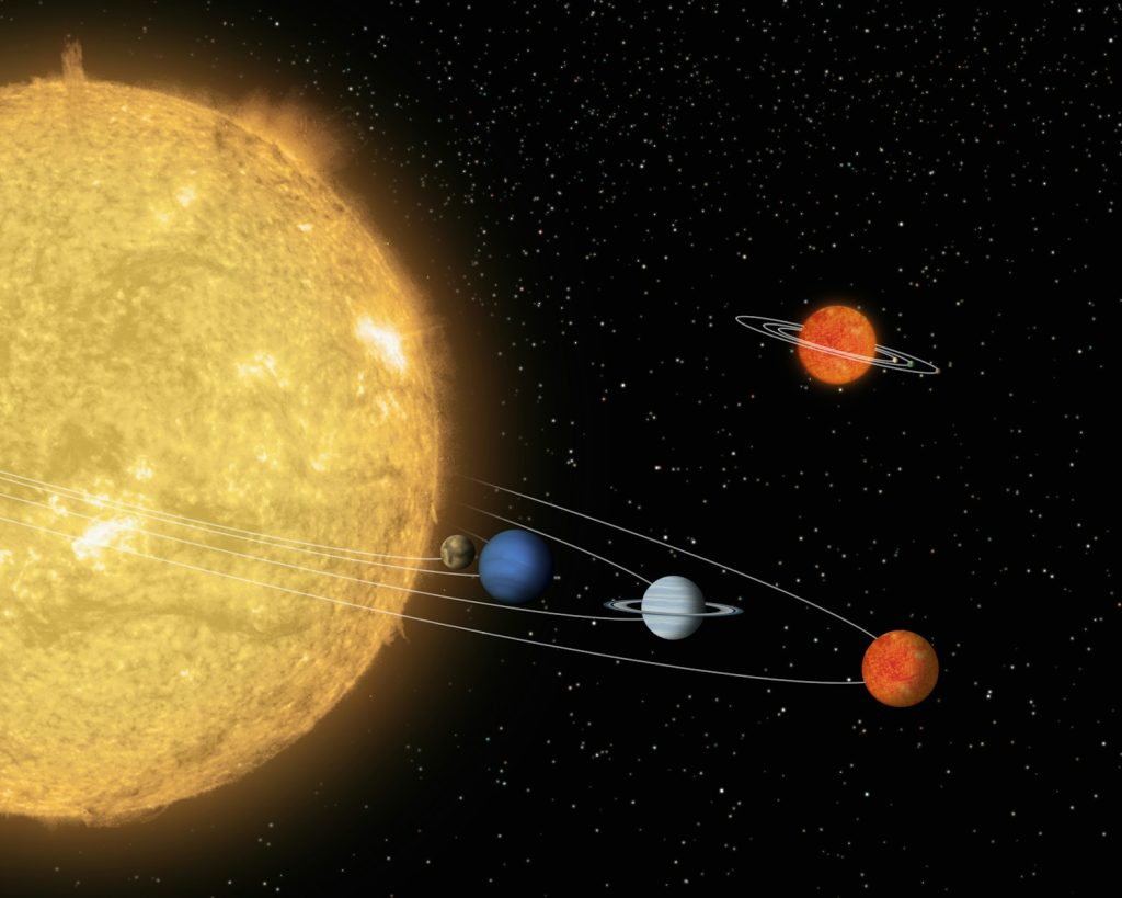 artist's rendering of the solar system