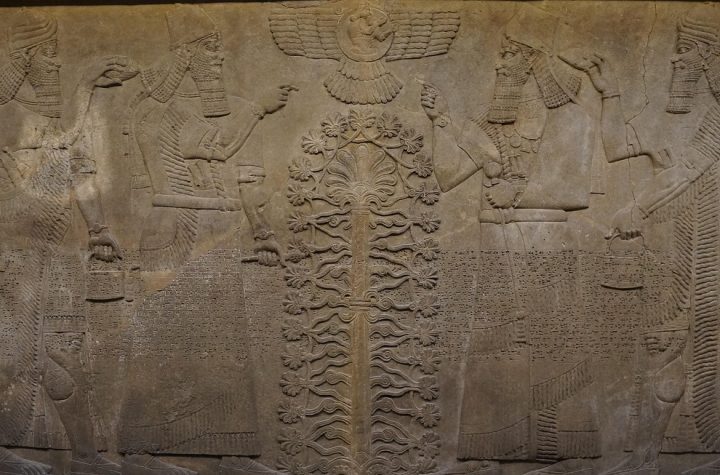 ancient, old, art, sculpture, wall, assyrian, decoration, god, history, religious, culture, relief, symbol, building, landmark, worship, brown god